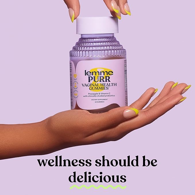 Lemme Purr Vaginal Probiotic Gummies for Women - Balanced pH, Healthy Odor, Yeast Balance & Flora Support + Vitamin C for Immune Health - Tasty Pineapple (60 Count) (Pack of 2)