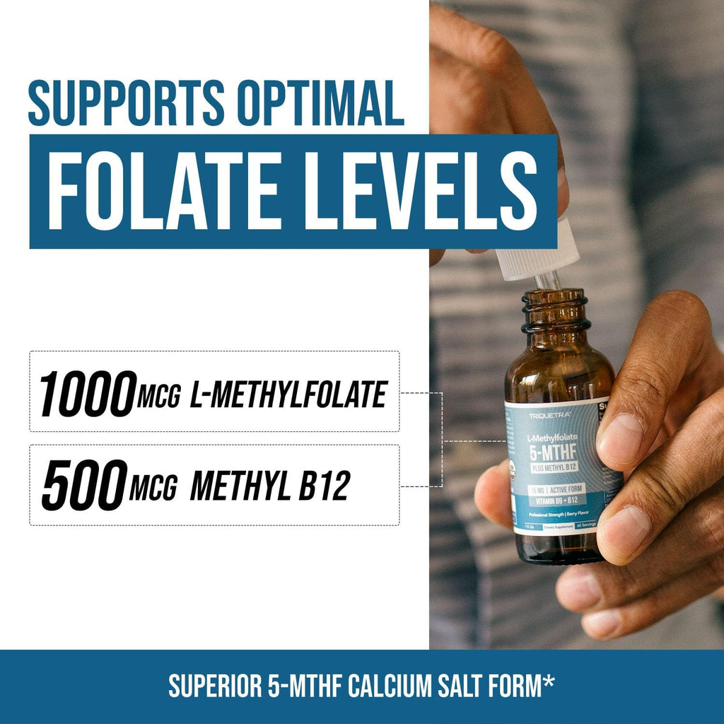 Organic Methyl Folate 1000 mcg + Methyl B12 Cofactor (300 Servings) – Metabolically Active 5-MTHF Form, Organic Berry Flavor, Liquid Sublingual Form – Mood, Cognition, Methylation, Pregnancy (1oz)