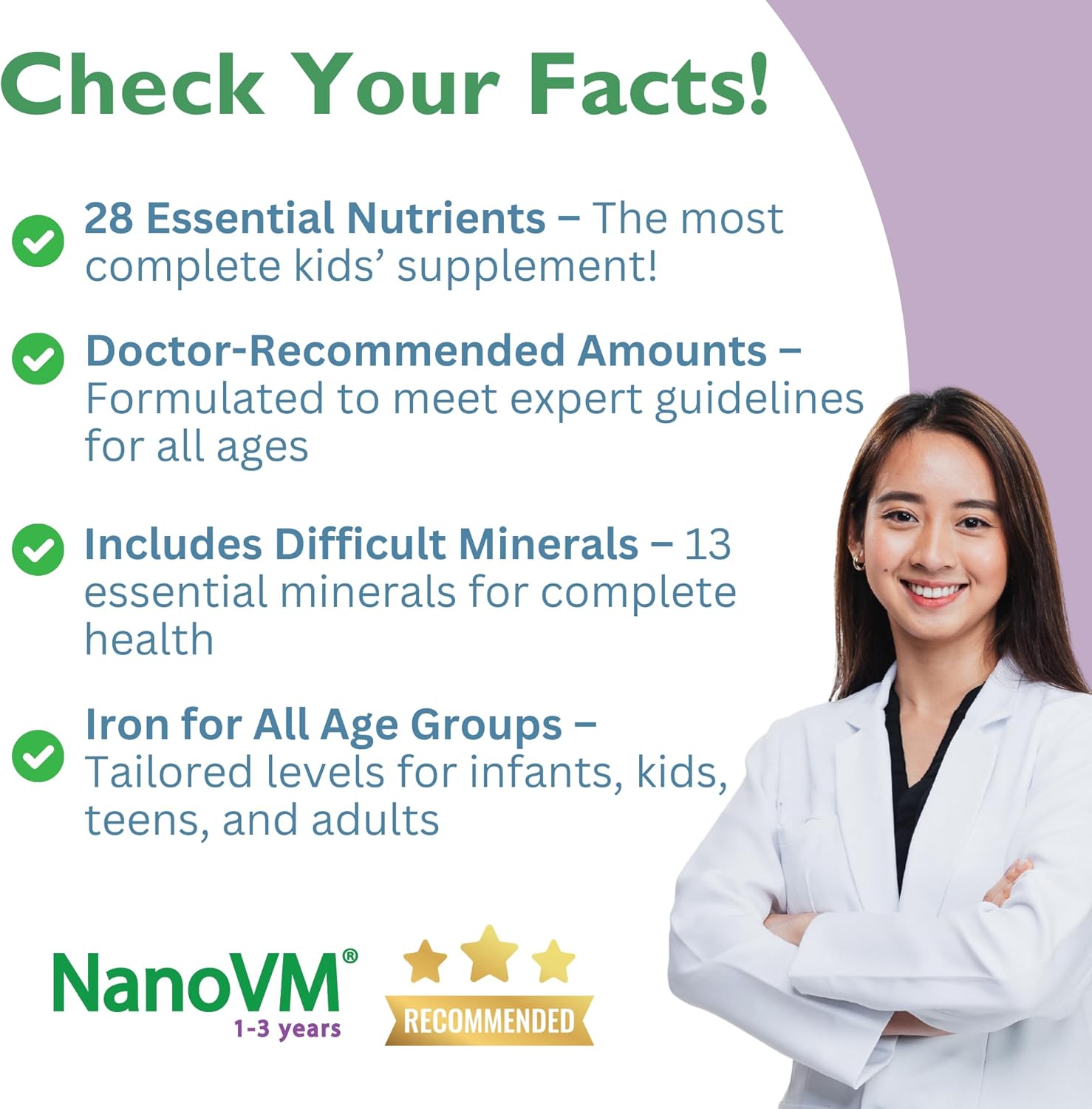 1-3 Years, Allergen-Free Multivitamin for Kids, Unflavored Dietary Supplement, Powdered Supplement with 14 Vitamins & 13 Minerals, Low-Carbohydrate Toddler Vitamins, 275g - Solace Nutrition