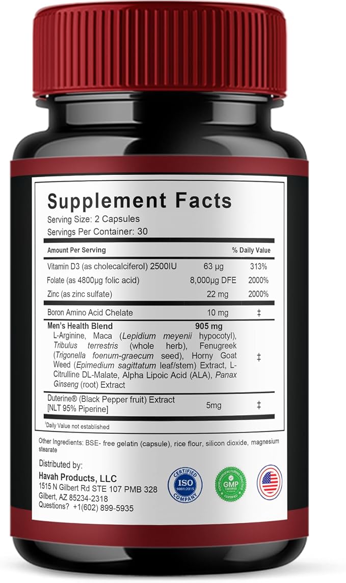 BLUE VIBE TestoDark Premium Wellness & Advanced Health Management Supplement Pills, TestoDark Maximum Strength Daily Health & Overall Wellness Formula Supplement Tablets (2 Pack - 120 Capsules)