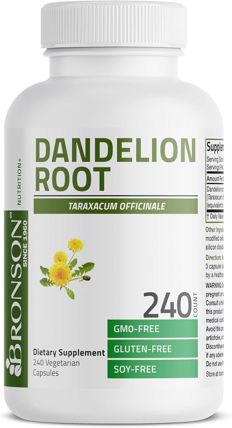 Bronson Dandelion Root High Potency Supplement, Supports Overall Good Health & Well-Being, Traditional Diuretic Herb - Non-GMO, 240 Vegetarian Capsules