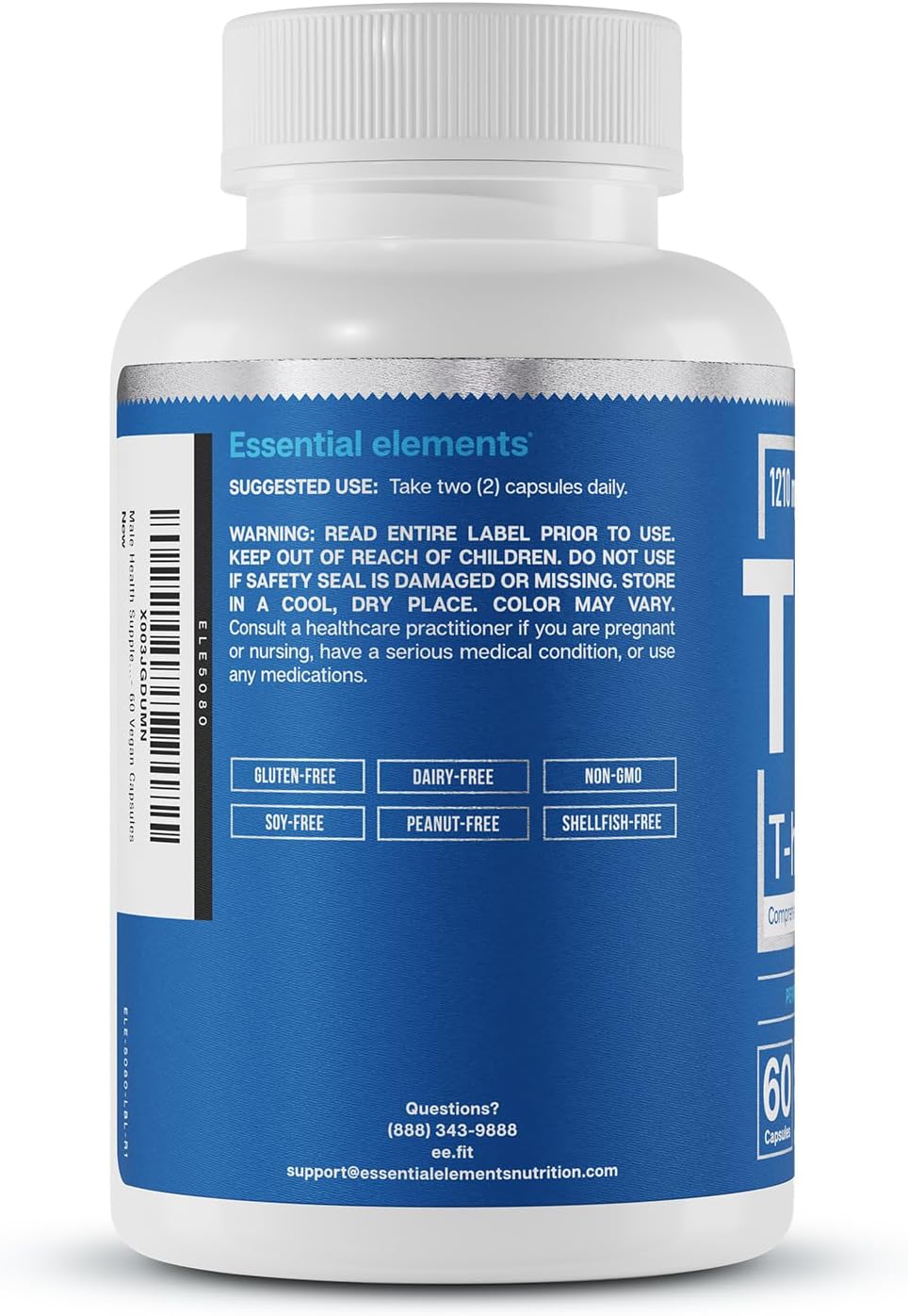 Essential Elements Male Health Supplement - Muscle Support & T-Health with DIM, Ashwagandha, Shilajit, More | T-Hero 60 Vegan Capsules