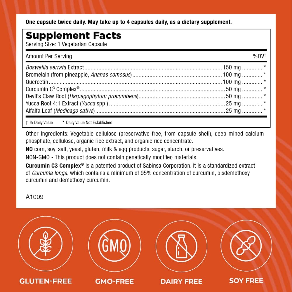 Mt. Angel Vitamins - InFlamEze, Boswellia, Curcumin, Quercetin, Bromelain (60 Vegetarian Capsules)