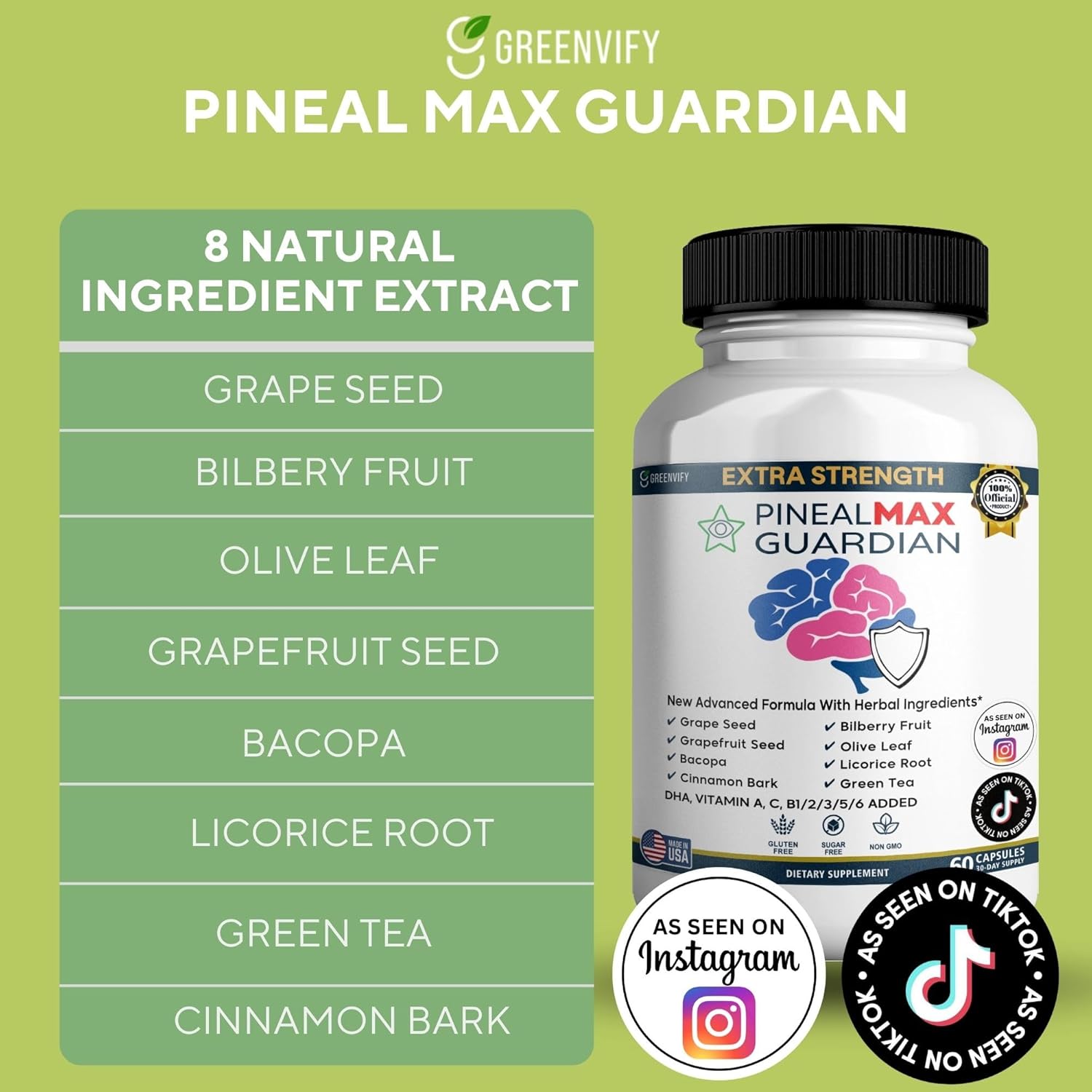 PinealMax Guardian Extra Strength Dietary Supplement, 60 Capsules, with Vitamins and Herbal Blend (1)