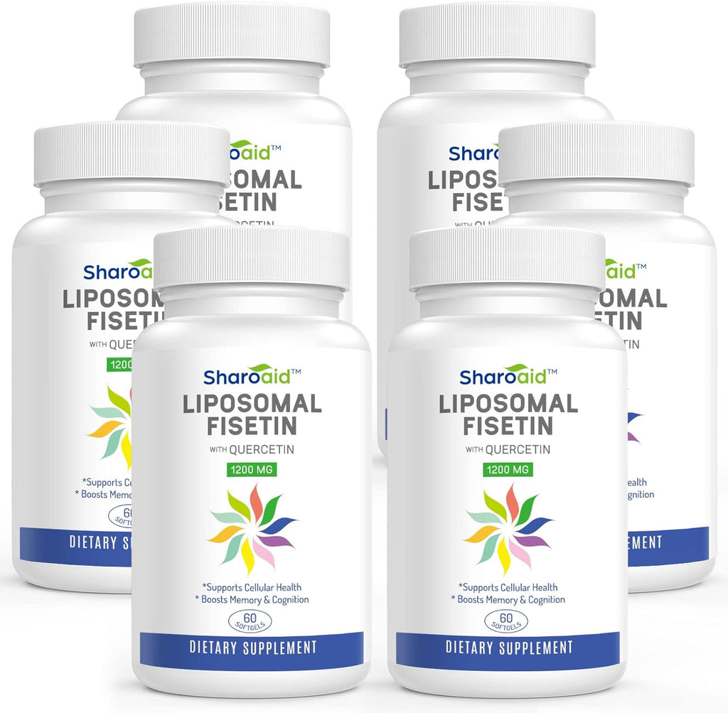 Liposomal Fisetin with Quercetin Supplements 1200 mg per Serving,High Absorption Polyphenols Antioxidants for Women,Men,Non-GMO,Gluten-Free,6 Bottle-360 Softgels