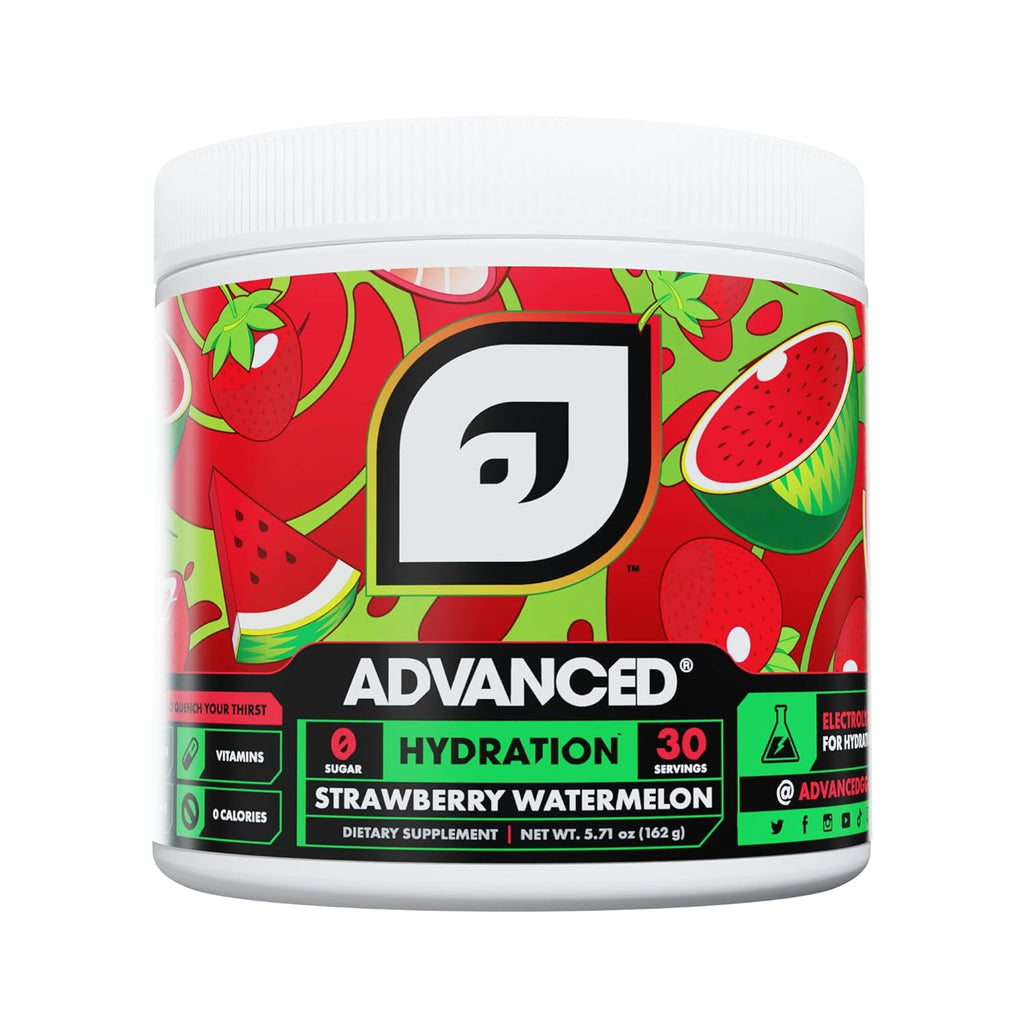 Advanced Hydration High-Performance Electrolyte Drink Mix with B Vitamins for All-Day Hydration - Caffeine Free, Zero Calories, Sugar Free, & Keto Friendly - (30 Servings, Strawberry Watermelon)