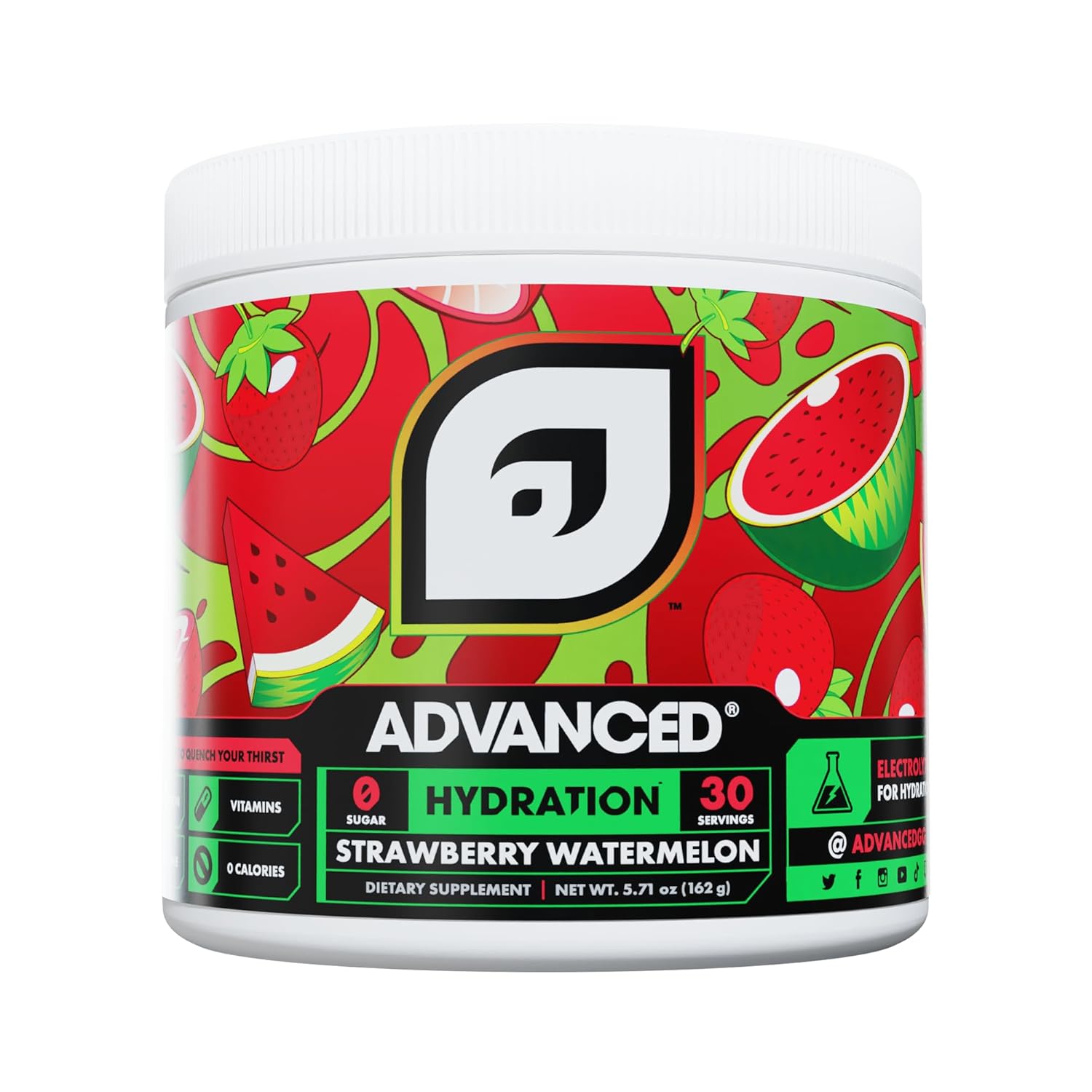 Advanced Hydration High-Performance Electrolyte Drink Mix with B Vitamins for All-Day Hydration - Caffeine Free, Zero Calories, Sugar Free, & Keto Friendly - (30 Servings, Strawberry Watermelon)