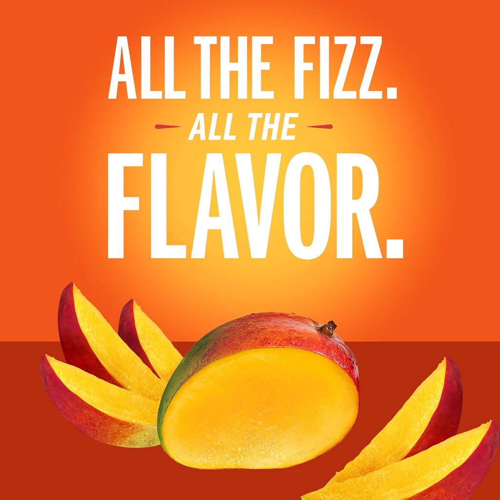 IZZE Sparkling Water Juice Beverage Blend, Mango, No Sugar Added, 8.4 FL OZ, 24 Cans