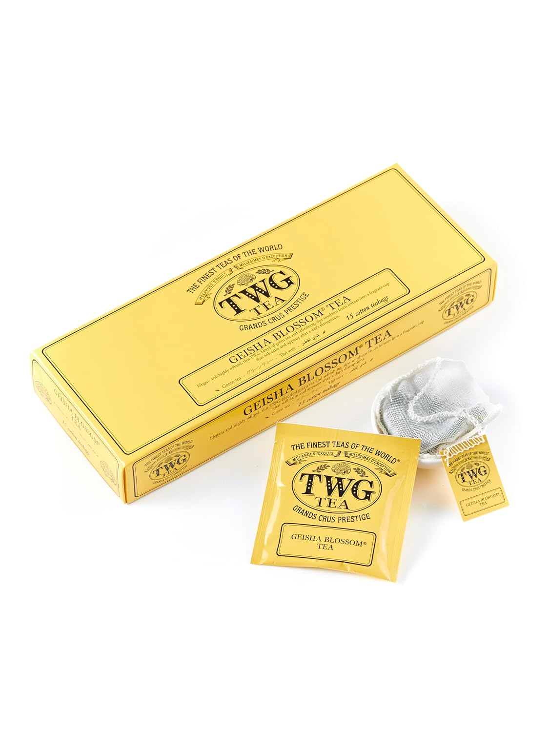 TWG Tea | Geisha Blossom Tea | Green Tea | Passionfruit & Marigold Petals | 15 Hand Sewn Cotton Teabags | Gift Set