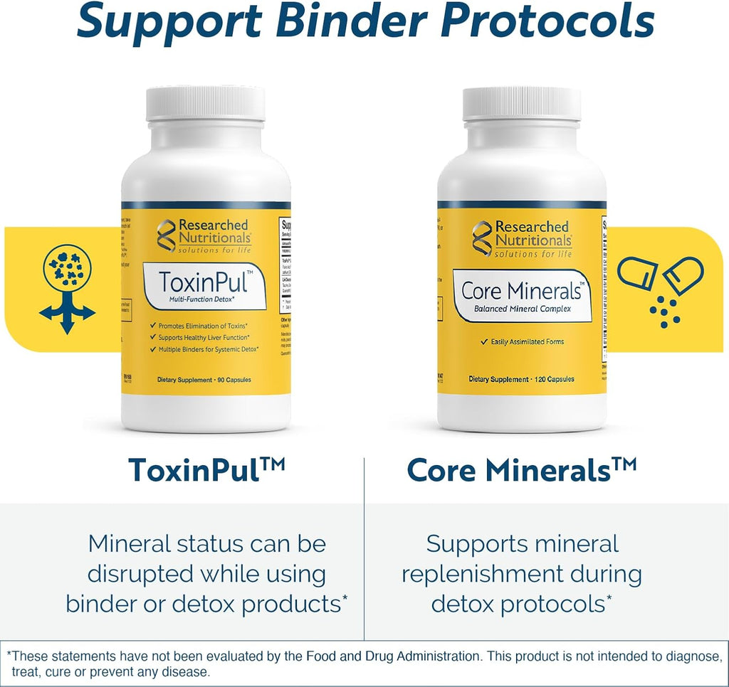Researched Nutritionals Core Minerals - Iron-Free Multi Minerals Supplement with Vitamin D3 & Trace Minerals to Support Bone Strength, Thyroid & Brain Health (120 Capsules)