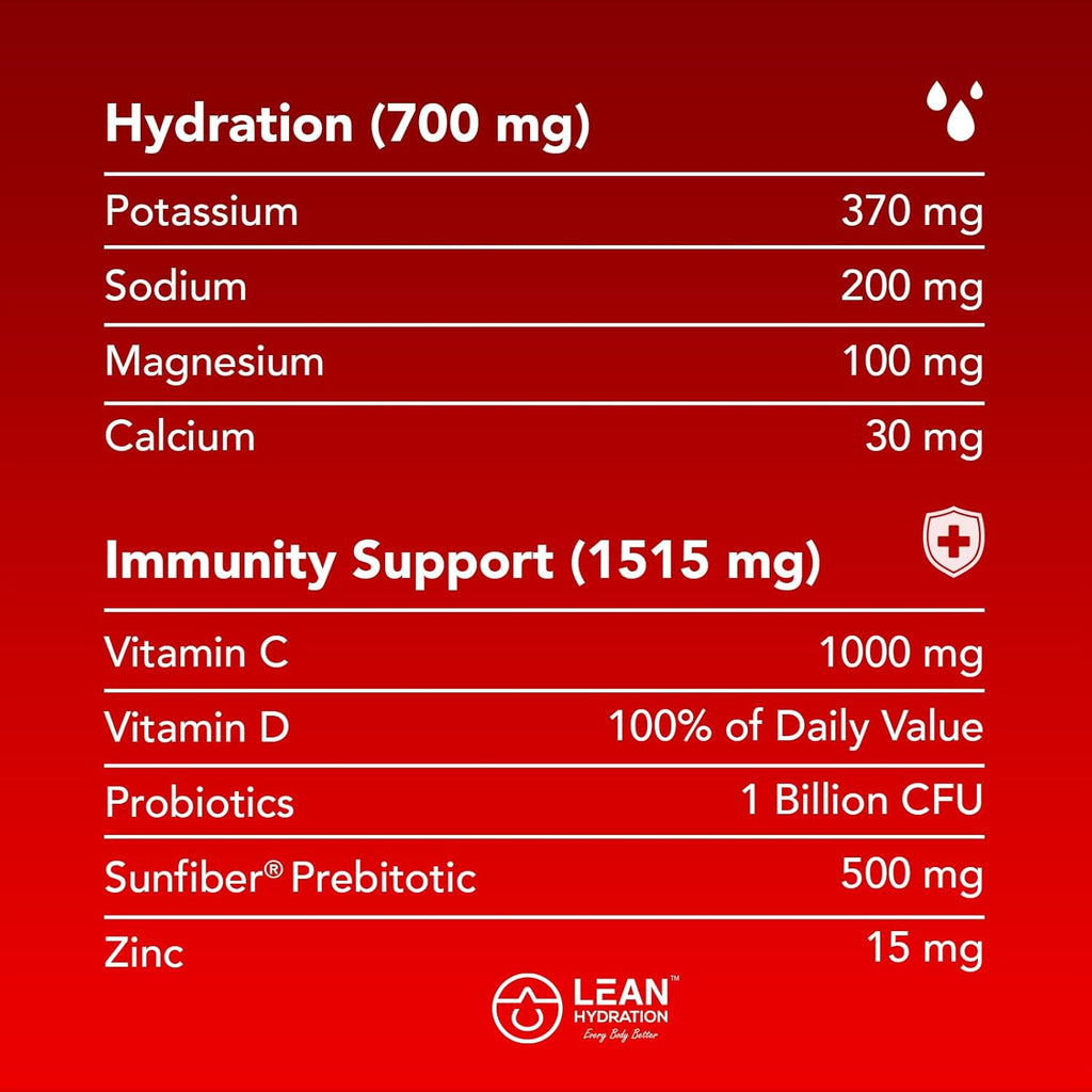 Natural Electrolyte Immune Formula - Boost Immunity and Stay Hydrated with Zero Sugar and No Artificial Flavors or Sweeteners 15 ct Packets (Raspberry Lemonade)