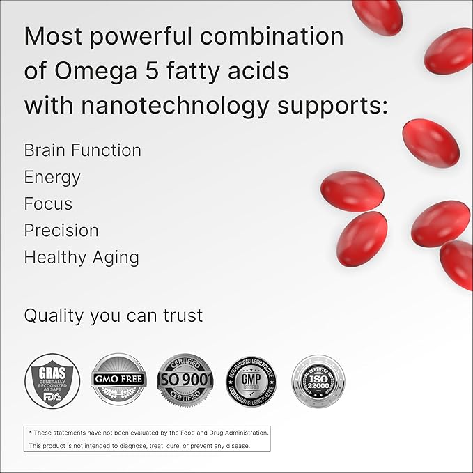 CLINICALLY PROVEN (2-Month Supply) BRAIN SUPPLEMENTS WITH ANTI AGING, Memory Pills, Omega 5 Pomegranate Supplement, 1 bottles 120ct