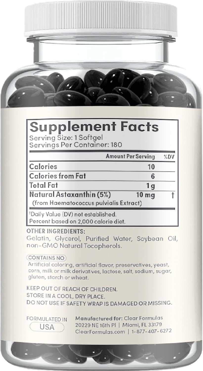 Algae Based Astaxanthin Supplement - Rapid Release Astaxanthin 10mg Non-GMO Super Potent Antioxidant and Carotenoid for Skin Immunity and Eye Health Support - Made in a cGMP US Lab (6 Month Supply)