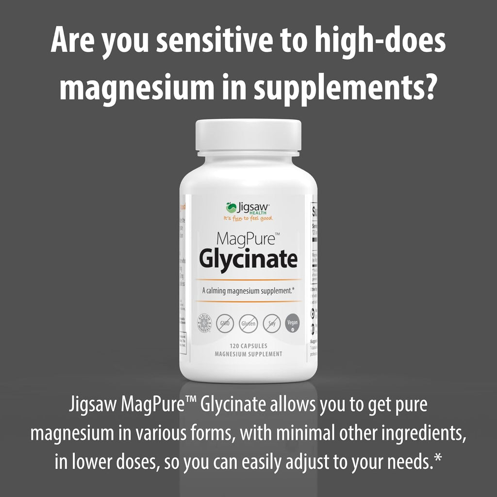 Jigsaw Health MagPure Glycinate | Premium Magnesium Glycinate Capsules | 120 Servings