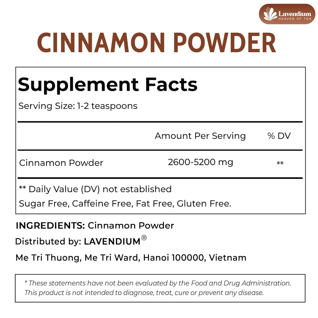 Lavendium Premium 20oz Cinnamon Powder, 100% Natural & Pure, Ground Cinnamon Bark, No Additives, No Gluten, Vegan