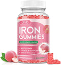 Iron Gummies with Multivitamin, Iron Supplement for Women & Men, Kids Multivitamin with Iron, Zinc, Vitamin B Complex & C, B12, Folate - Blood Builder, Energy Support, Peach Flavor, Vegan 60 Gummies