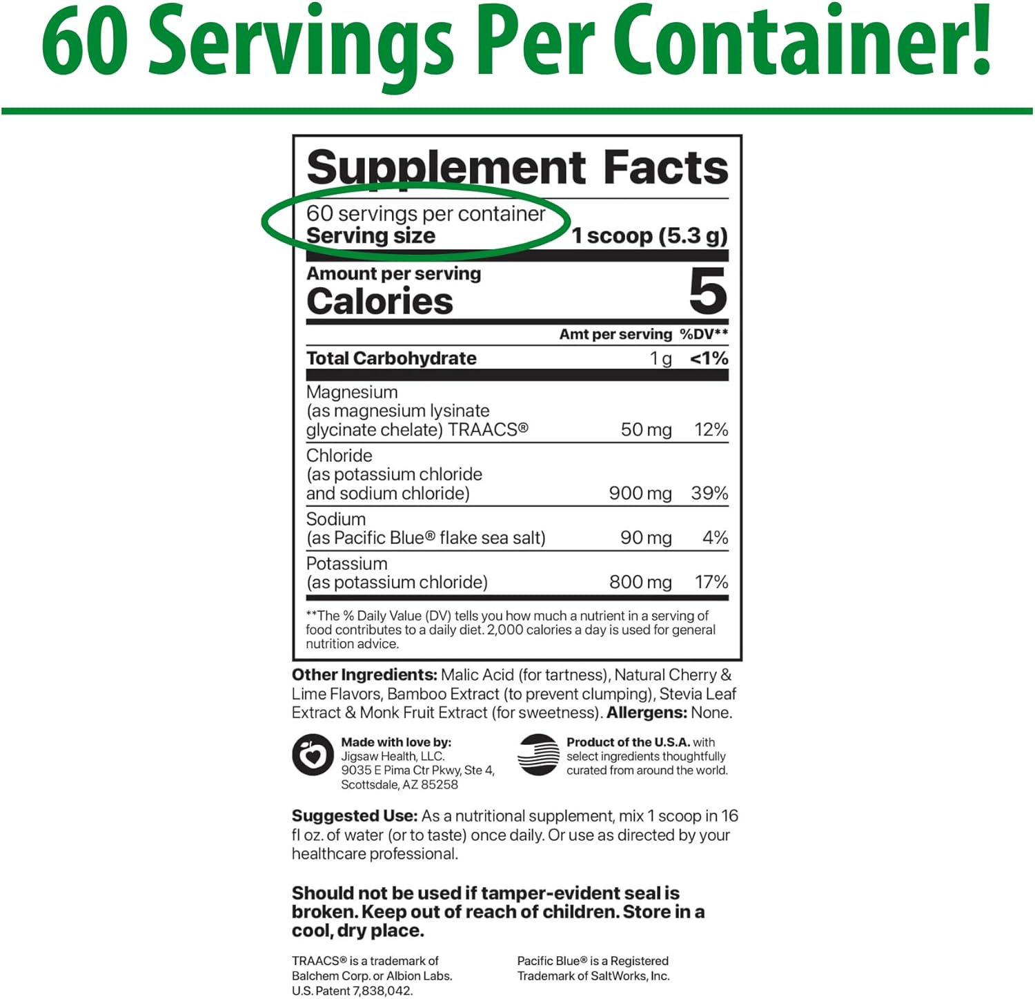 Jigsaw Health Potassium Cocktail | Formerly Pickleball Cocktail | Cherry Limeade Flavor | 60 Servings (Jar)