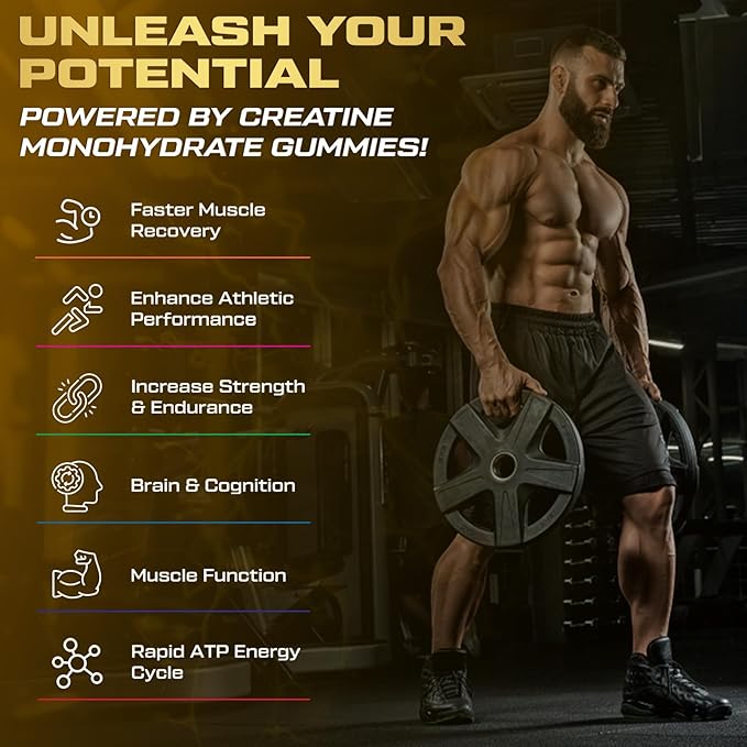 Creatine Monohydrate Gummies for Men & Women, 9000MG Creatine Gummies Sugar Free with L-Taurine, BCAA 2:1, B12 B6 for Boost Strength, Focus & Endurance, Vegan, Non-GMO, Pineapple 120pcs
