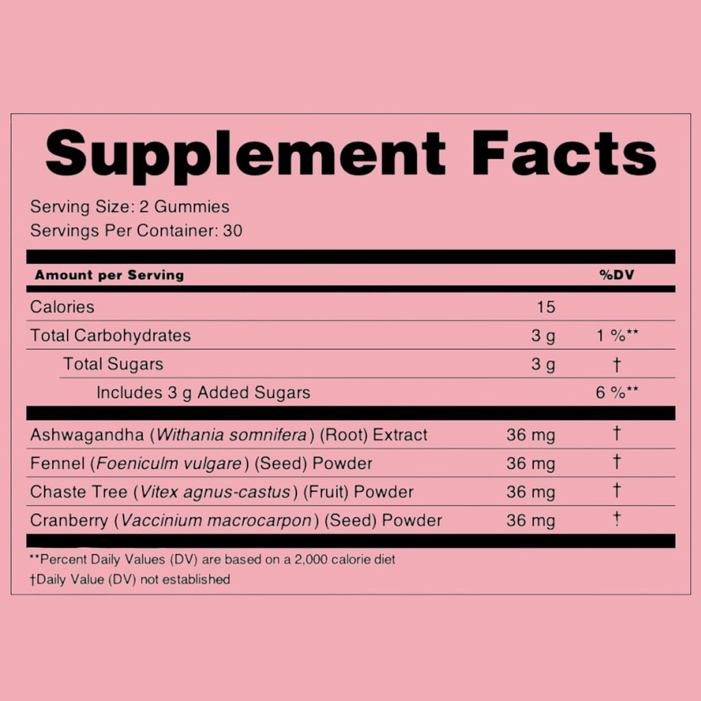 PMS Support Gummies | Chasteberry & Ashwagandha | Vegan | Mixed Berry Naturally Flavoured Supplement | May Help with Relief from Bloating, Cramps, Breast Pain & Mood Swings (60 Gummies)