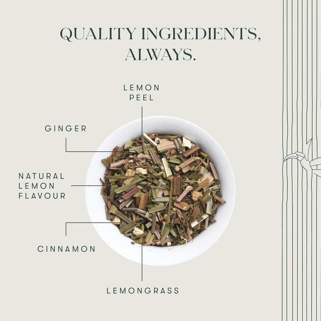 Luxmi Estates Lemon Ginger Root - 50gm Tin Loose Leaf | Certified Organic Herbal Tea | Citrus Flavor & Aroma | Lemon Peel, Ginger, Lemongrass, Licorice