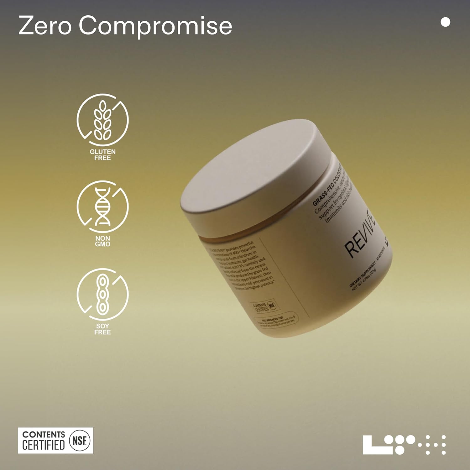 LTH Revive Grass-Fed Colostrum Powder - Trusted by Life Time Fitness Members - Supports Digestion, Skin & Immune Health - Sourced from First-Milking Colostrum - 45 Servings