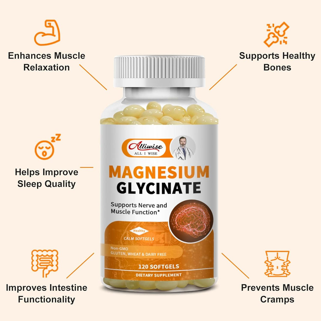 Magnesium Supplement Softgels, Easy Absorption Magnesium Glycinate 400mg with Vitamin B6,D3, High Bioavailability Magnesium for Sleep & Calm Support, Nervous, Muscle & Bone Health,180count