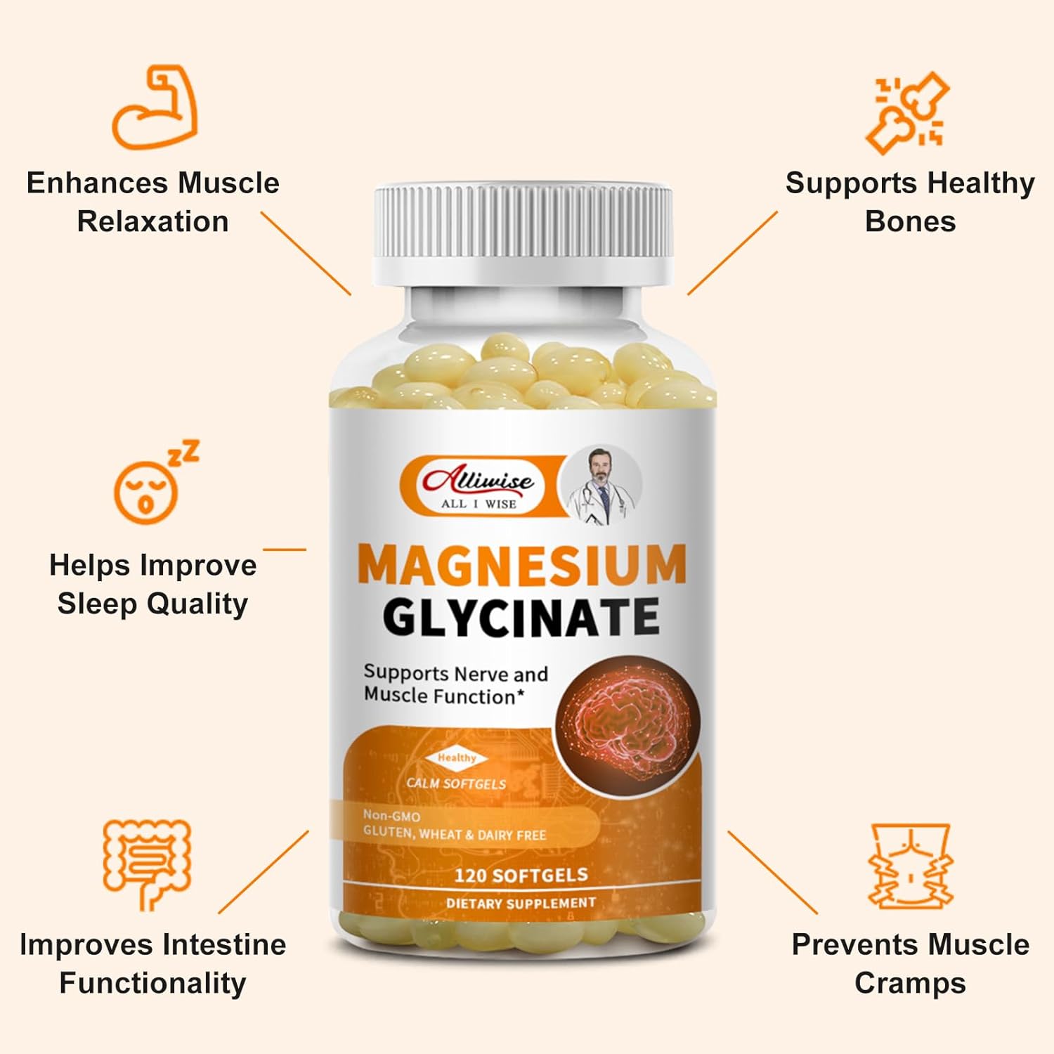 Magnesium Supplement Softgels, Easy Absorption Magnesium Glycinate 400mg with Vitamin B6,D3, High Bioavailability Magnesium for Sleep & Calm Support, Nervous, Muscle & Bone Health,180count