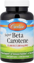 Carlson Labs Super Beta-Carotene from Dunaliella Salina, 250 Softgels