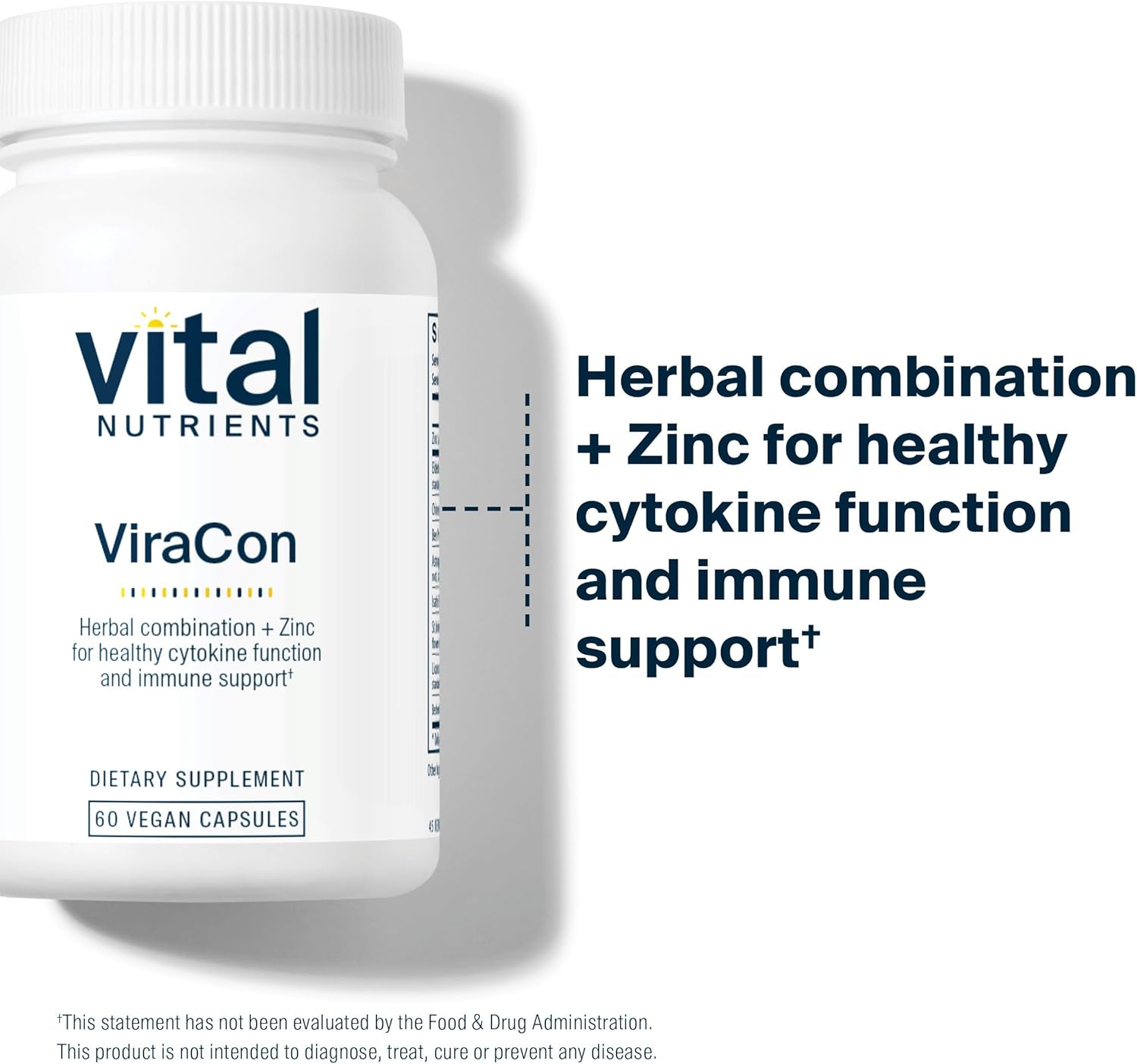 Vital Nutrients ViraCon | Vegan Immune Support Supplement* | Zinc, Elderberry, Licorice Root Extract, & Other Herbs for Comprehensive Immune Support | Gluten, Dairy, Soy Free | Non-GMO | 60 Capsules