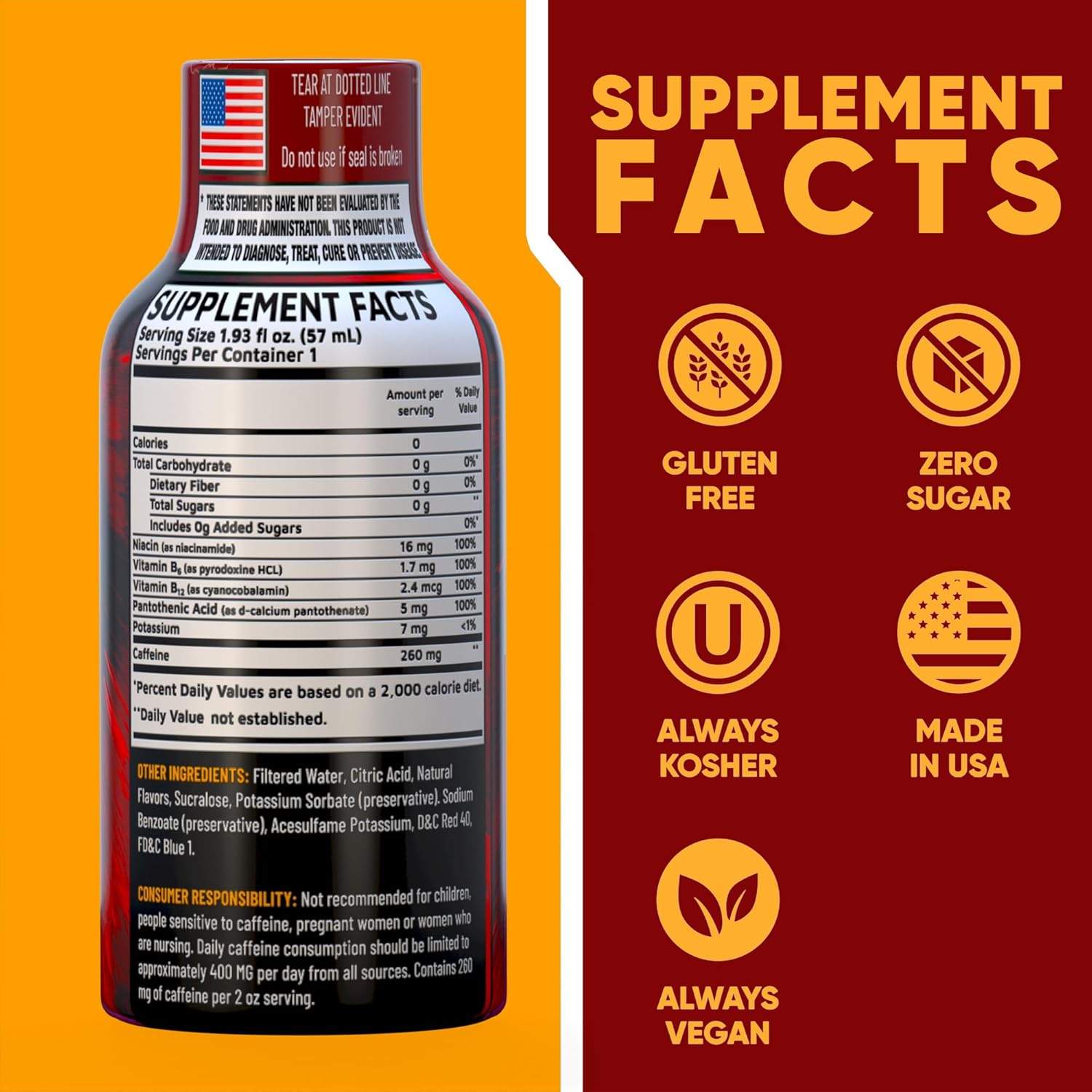 B12 Overload Extra Strength Energy Shot – Pomegranate – 260mg Caffeine, 14000% B12, Electrolytes – Energy & Vitality Support – Zero Sugar No Calories – Vegan, Kosher, Gluten-Free – 1.93 fl oz, 8-Pack