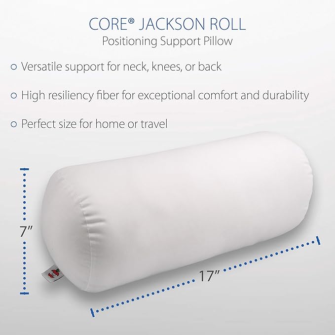 Core Products Jackson Roll Orthopedic Bolster Pillow - Neck, Back, Leg, Knee & Arm Support – Cervical & Lumbar Roll for Pain Relief, Spinal Alignment & Travel Comfort for Bed or Chair