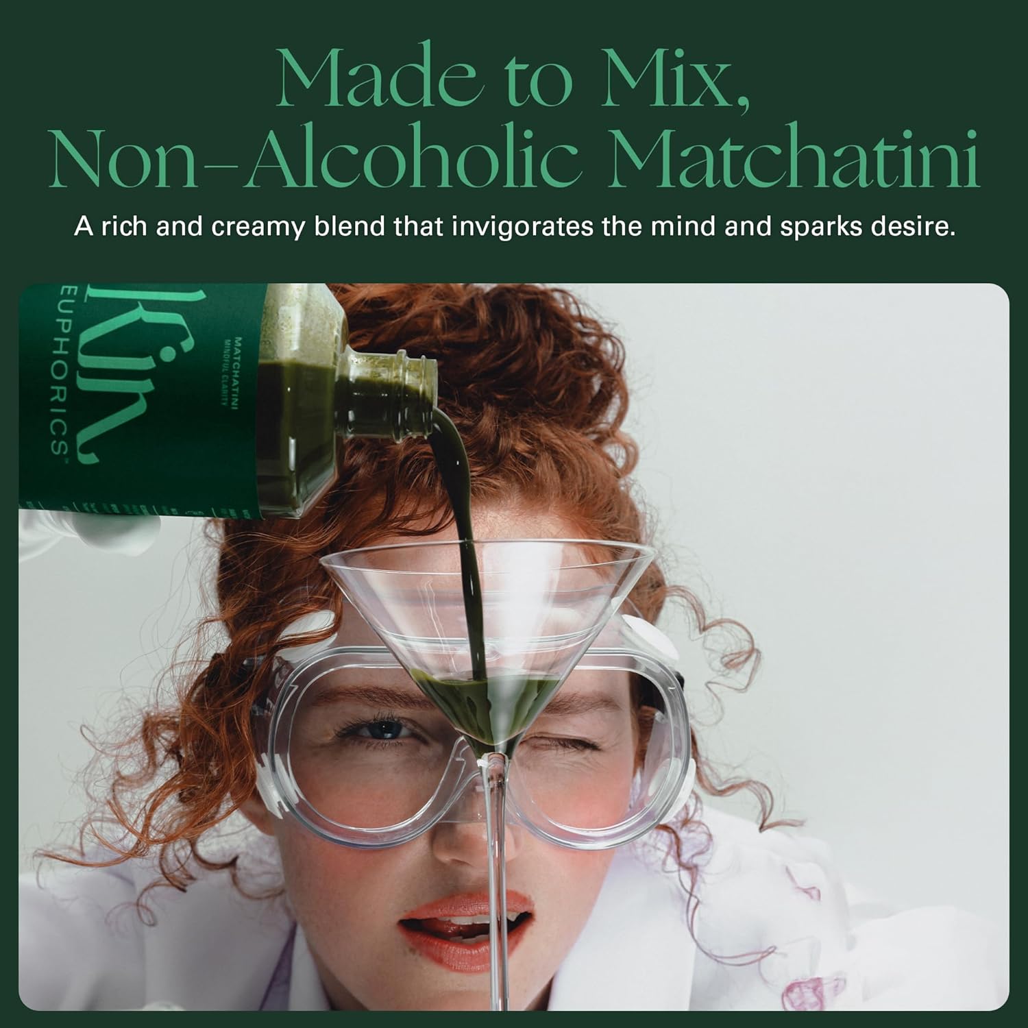 Kin Euphorics Matchatini | Non-Alcoholic Matcha Cocktail | Adaptogens, Nootropics, Botanicals | Vanilla, Maple, Tart Finish | Elevate Mood & Calm Mind | 16.9 fl oz