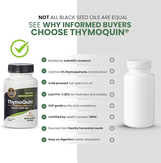Cold Pressed Black Seed Oil Capsules | USP-Grade, Potent, Full-Spectrum Formula with 3% Thymoquinone | Non-GMO Black Cumin Seed Oil Capsules for Daily Wellness & Vitality | 500mg, 60 Softgel