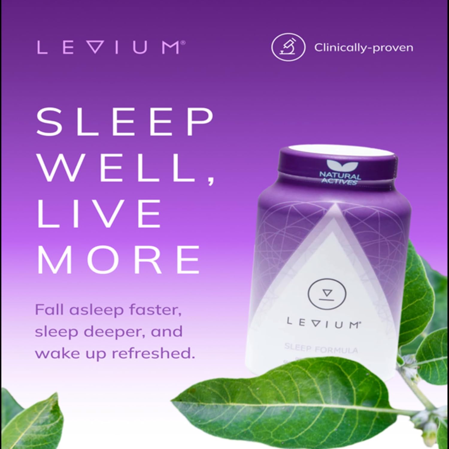 Levium Sleep Formula Supplement | Natural Relaxation Aid Capsules with Melatonin, GABA, L-Theanine, Magnesium | 60 Count Bottle – 30 Day Supply
