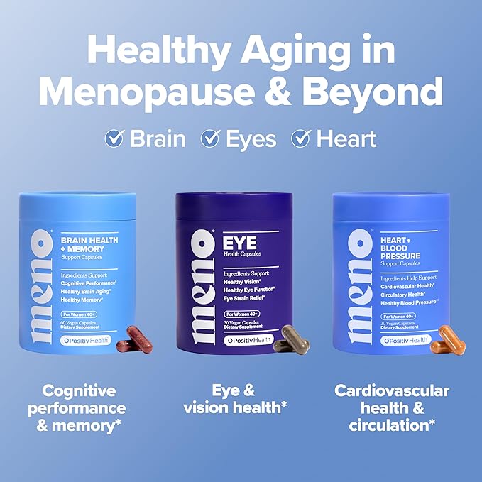 MENO Brain Health + Memory Support Capsules – Daily Support for Cognitive Performance, Concentration & Healthy Brain Aging – with Phosphatidylserine, Creatine, Sage Leaf & Huperzine A – 30 Servings