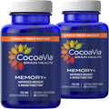 CocoaVia Memory+ Brain Supplement, Clinically Proven Memory and Brain Booster, Plant Based Supplement, Sugar Free, Gluten Free, Vegan, 750 mg Cocoa Flavanols Capsules, 60 Day Supply
