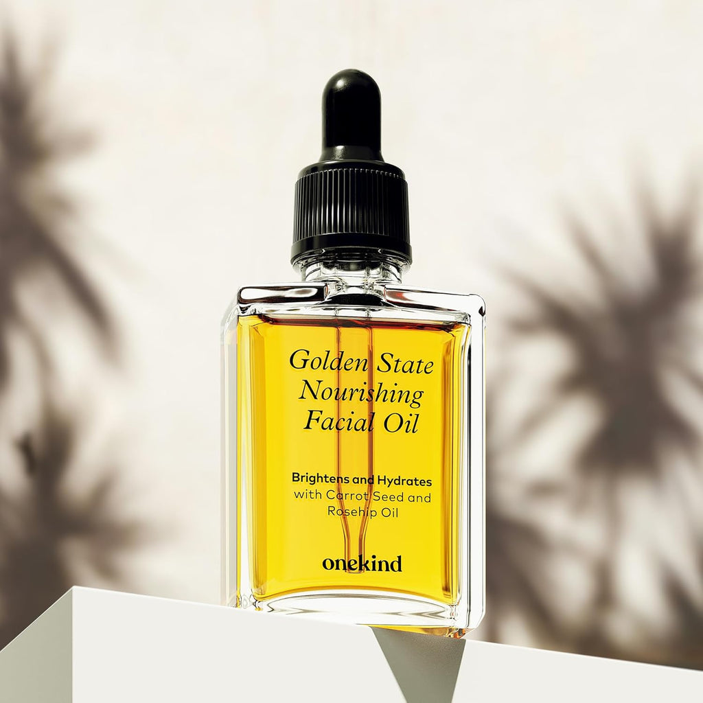 Onekind Golden State Anti Aging Botanical Face Oil with Rosehip Seed Oil, Sea Buckthorn Extract, Carrot Seed to Visibly Brighten, Firm, and Hydrate - Nourishing and Hydrating for Dry Skin