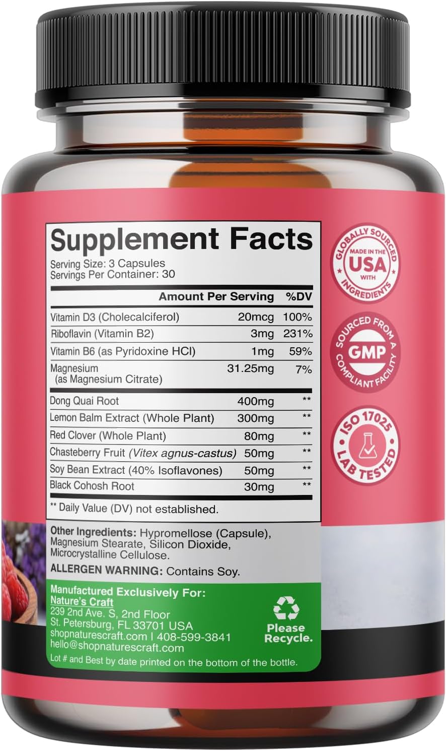Bundle of Complete Herbal Menopause Supplement for Women for Night Sweats Mood and More with Dong Quai Vitex Chaste Berry and Black Cohosh and Extra Strength Diindolylmethane DIM Supplement - DIM Comp