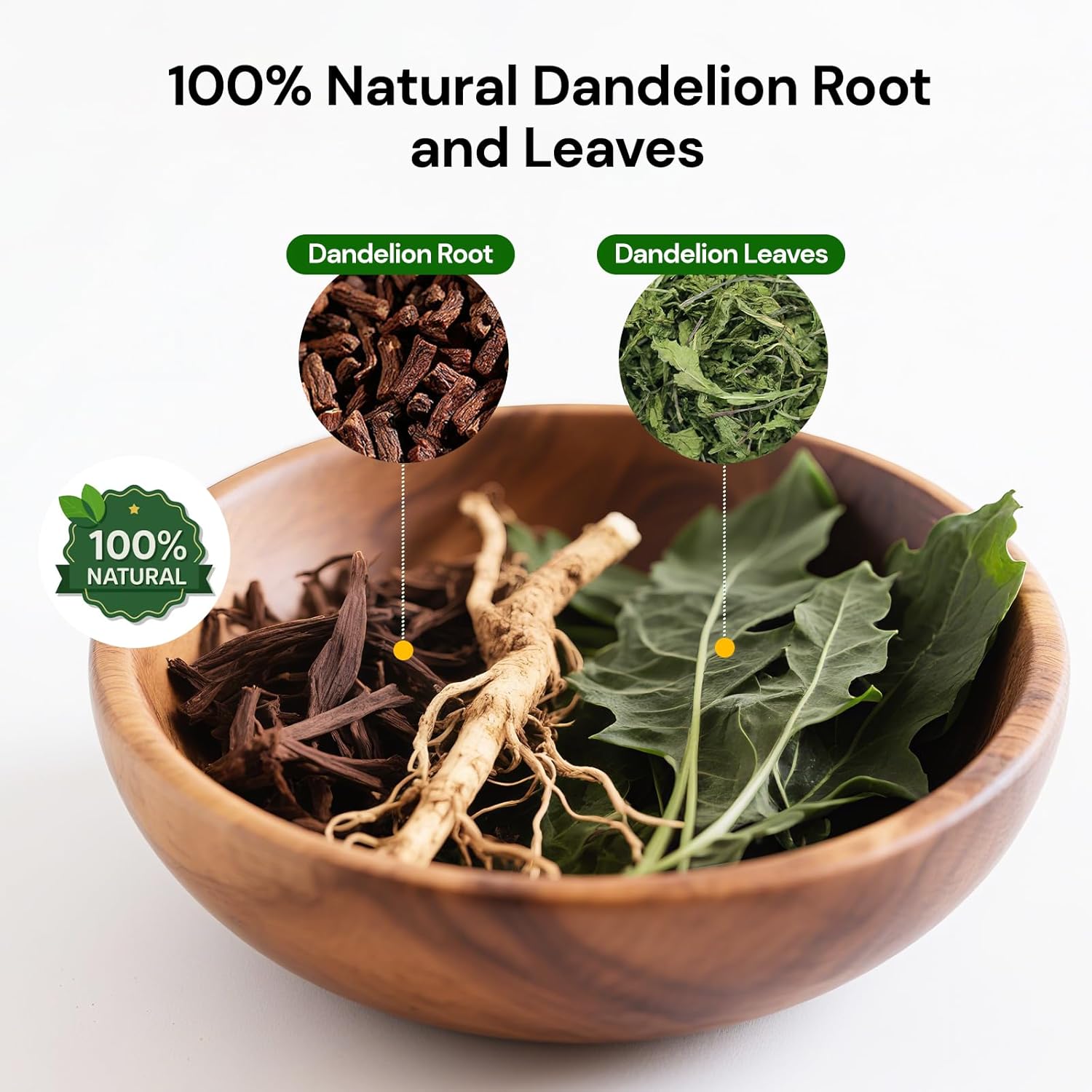 Dandelion Leaf and Root Tea bags, Natural Chinese Detox Herbal Tea Support Liver & Kidney Health and Aid Digestion Caffeine Free (1 Pack/100 Bags)