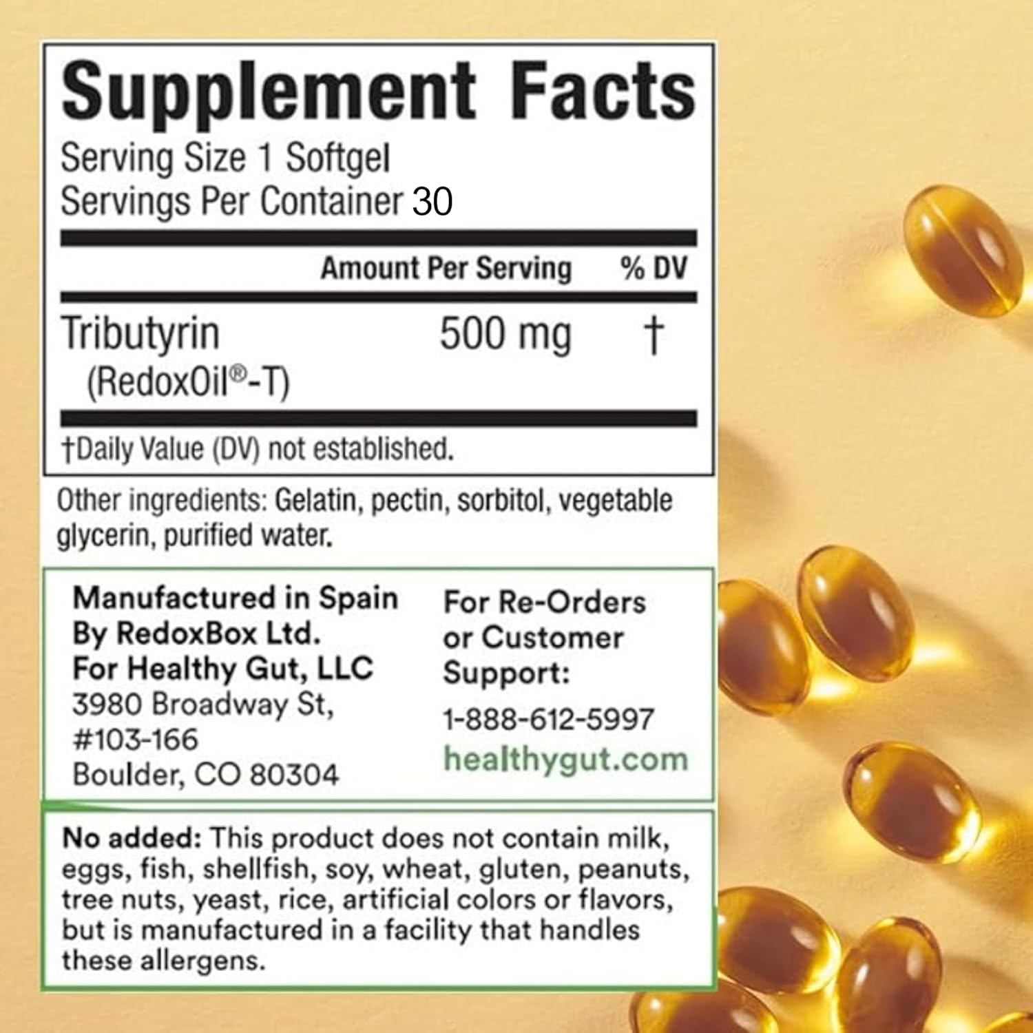 Tributyrin-X | Most Bioavailable Butyrate Postbiotic for Gut Health & Leaky Gut Support | 99% Pure w/Zero Odor | 30 Softgels