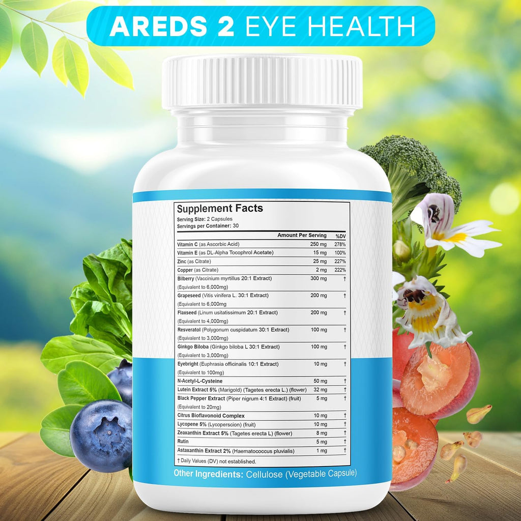 JB Wellness AREDS 2 Eye Vitamin & Mineral Supplement, Contains Lutein, Vitamin C, Zeaxanthin, Zinc & Vitamin Enhance Vision Supplement - 120 Count