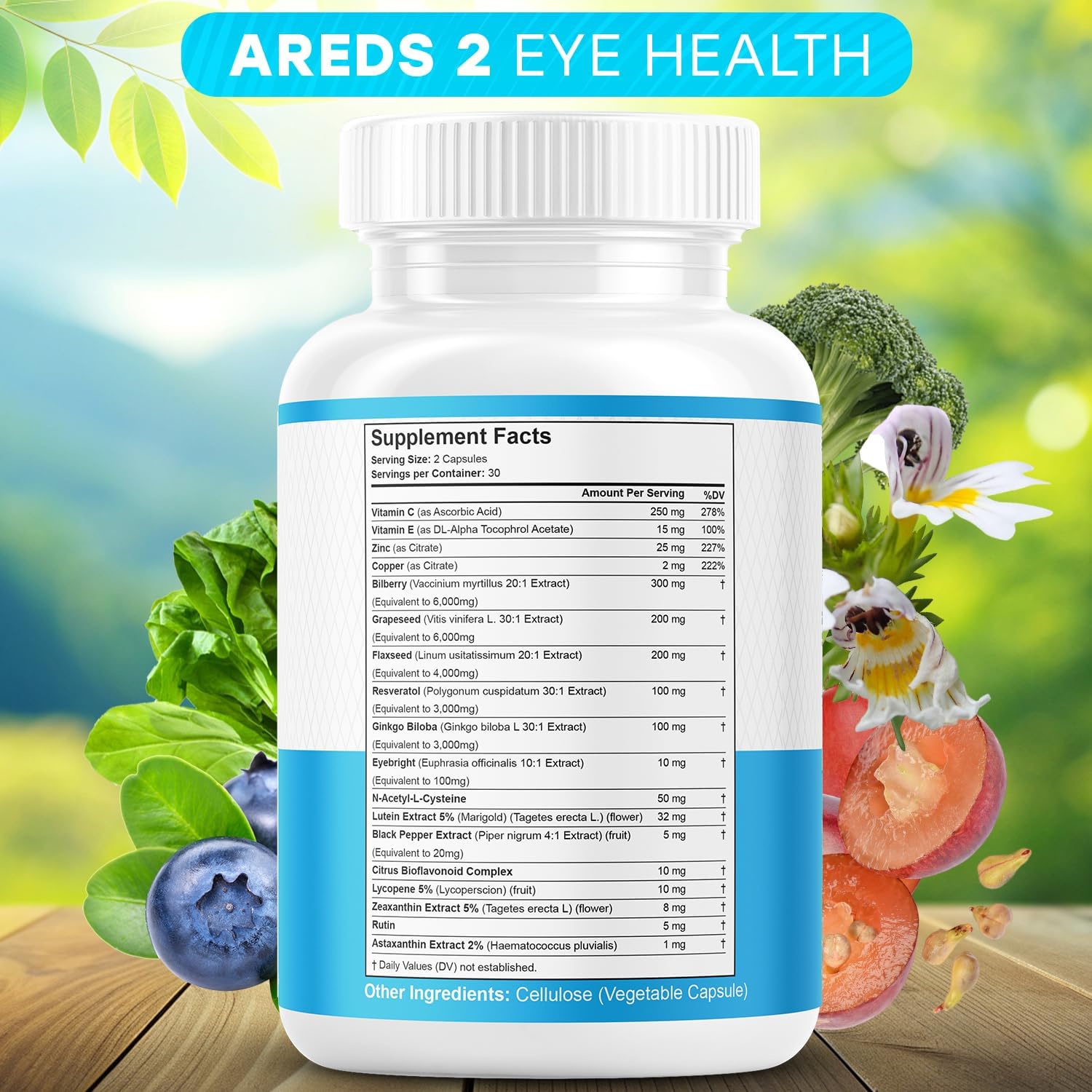 JB Wellness AREDS 2 Eye Vitamin & Mineral Supplement, Contains Lutein, Vitamin C, Zeaxanthin, Zinc & Vitamin Enhance Vision Supplement - 120 Count