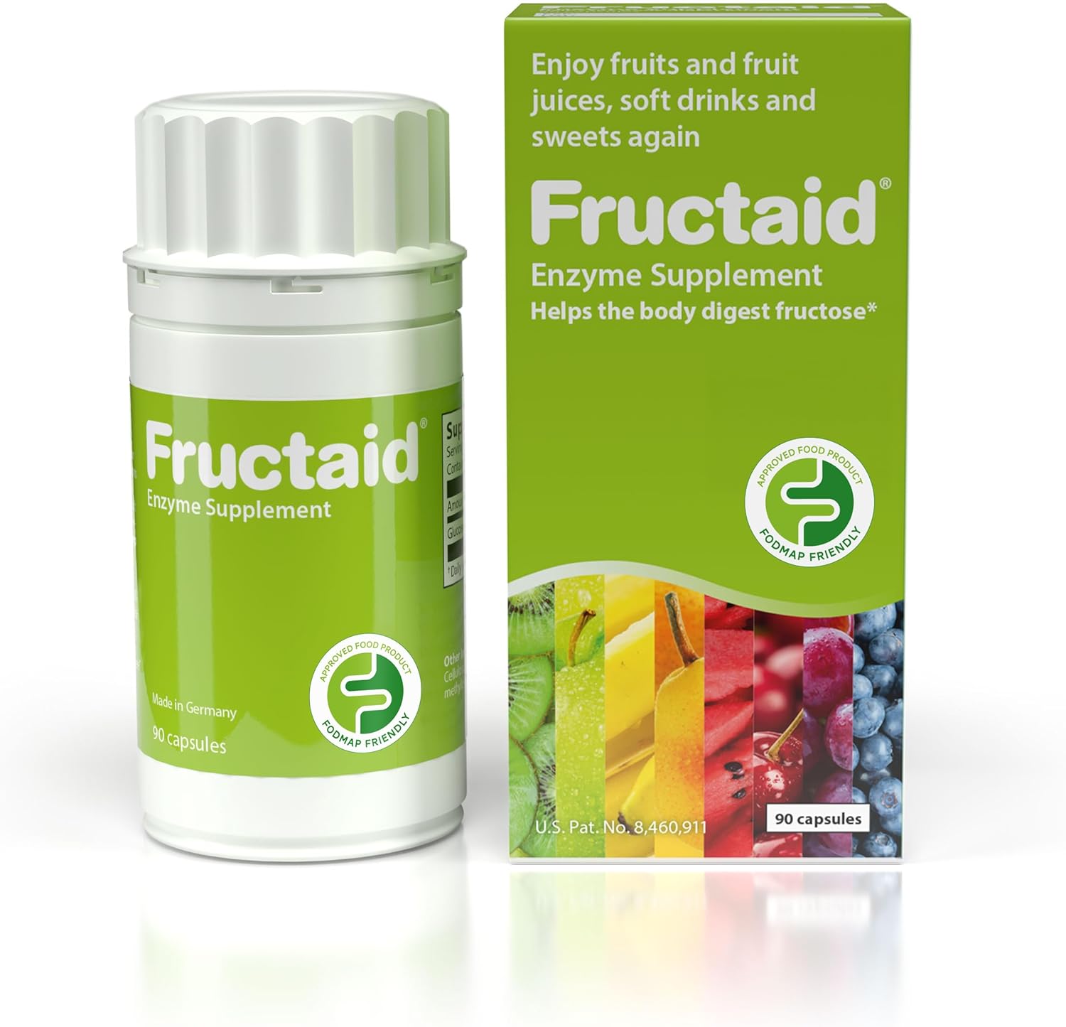 Enzyme Supplement - 90 Capsules, so That You can Enjoy Fruits, Fruit Juices, Soft Drinks, and Sweets Again, Dietary Supplement, Gluten-Free, Lactose-Free