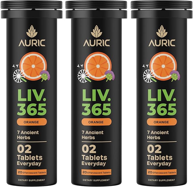 Auric Herbal Liver Support Supplement | Milk Thistle (Silymarin), Turmeric, Garlic, Ginger for Liver Health | Advanced Detox & Cleansing Formula for active Liver | 60 Tablets | Plant Based Gluten-Free