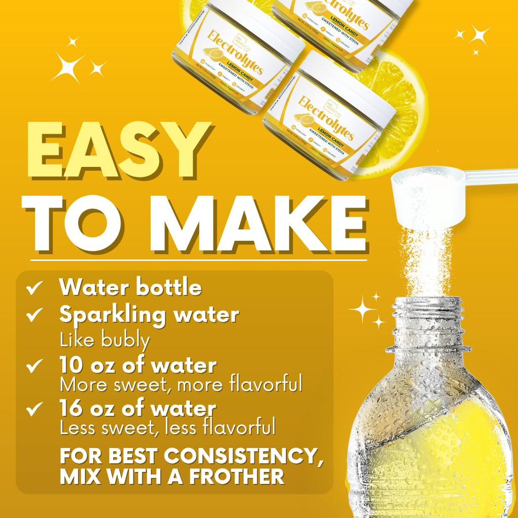 Zero Sugar - Lemon Candy Electrolytes Powder - Refreshing Hydration - Caffeine Free Energy with All Natural Ingredients - Vegan, Keto & Paleo - Sugar Free Electrolytes Powder Drink Mix - 37 Servings