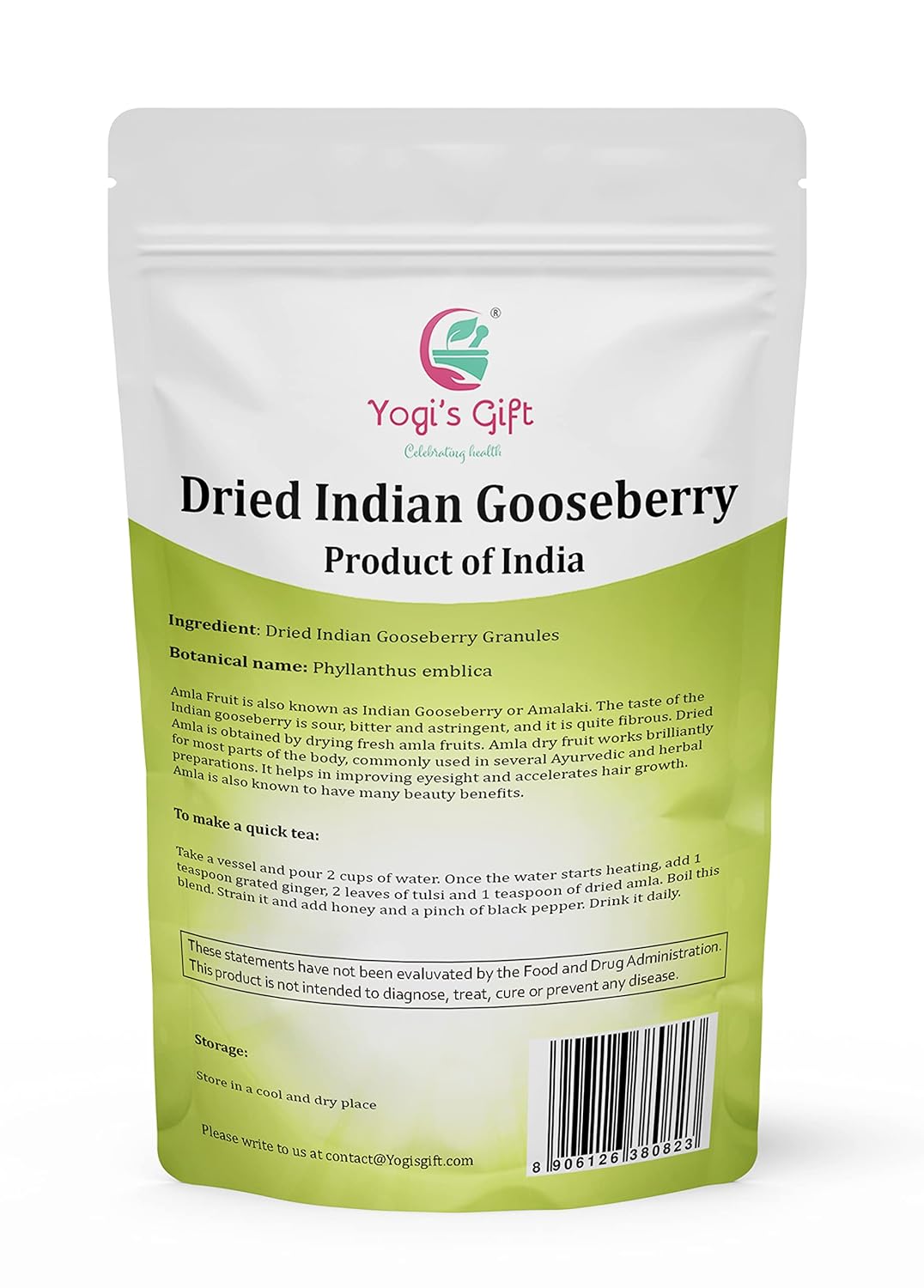 Dried Amla/Gooseberry Cut & Sifted 1 LB | Rich in Vitamin C, Fibre | Phyllanthus emblica | by Yogi's Gift®