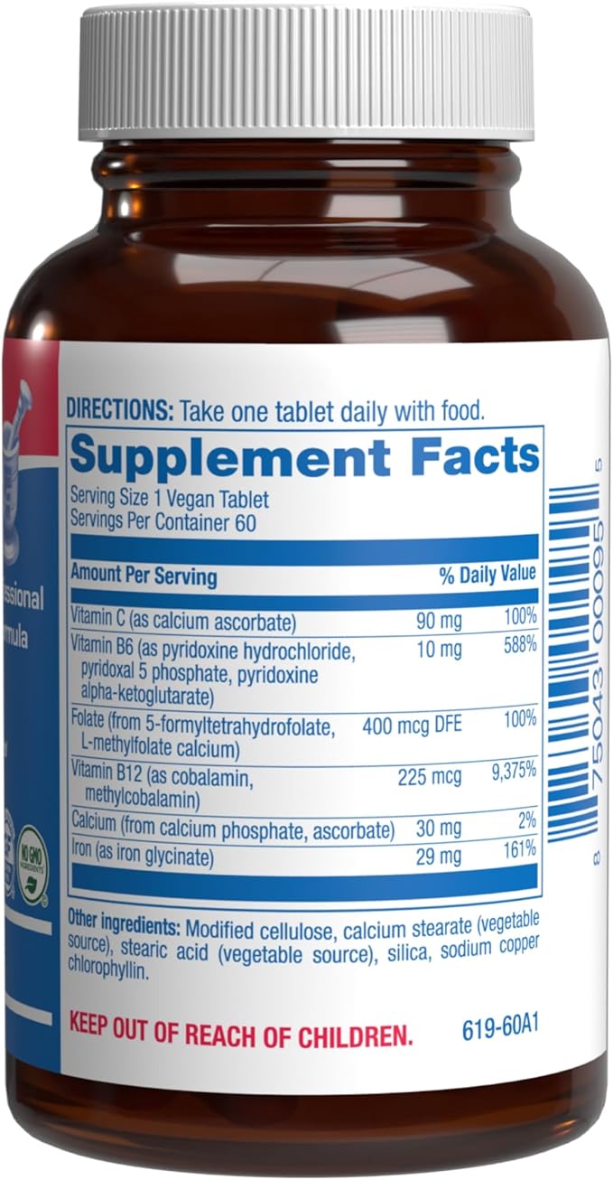 Slow Release Iron Supplement with Vitamin C - High Absorption Gentle Iron with Vitamin C for Women with Methyl B Complex for Maximum Benefits - Stomach Friendly Vegan & Made in The USA - 60 Servings