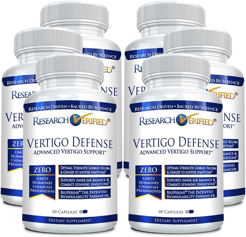Research Verified Vertigo Defense - Soothe Symptoms and Support Inner Ear Balance - Vitamin D3, Ginger, Ginkgo Biloba, BioPerine - 360 Capsules