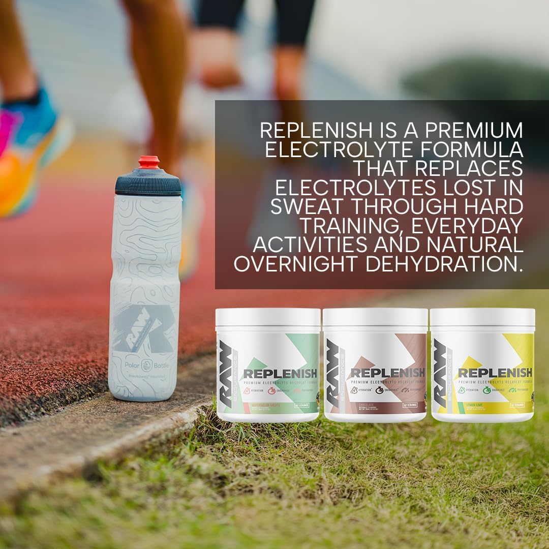 RAW Replenish, Premium Electrolytes Powder Recovery Formula, Watermelon Mojito (60 Servings) - Flavored Electrolyte Drink Mix Supplement for Hydration, Replenishment, Endurance & Performance Workouts