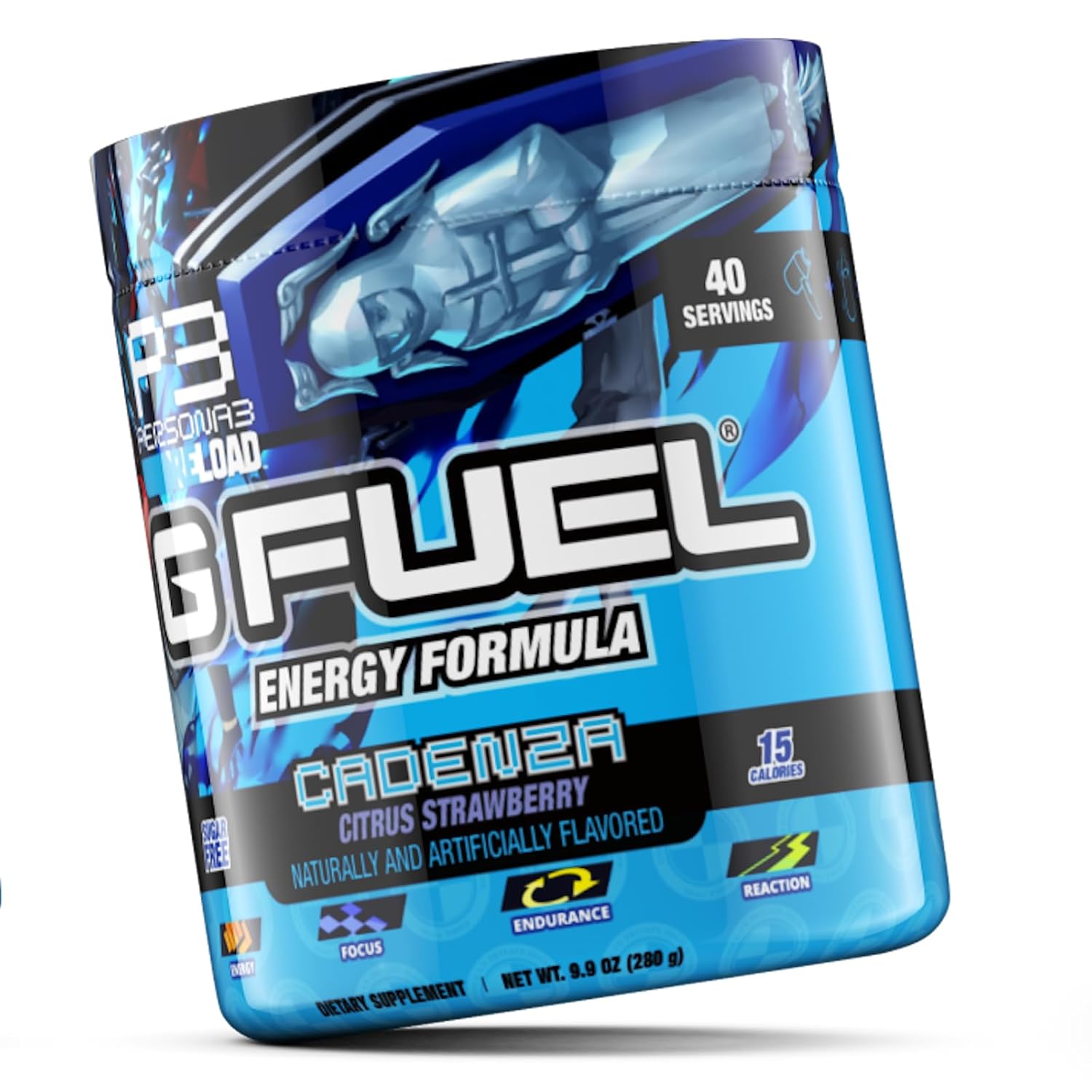 G Fuel Cadenza Energy Drink Powder, Pre Workout Caffeine Mix for Gaming, Sugar Free Focus Amino, Vitamin + Antioxidants, 9.9oz (Citrus Strawberry, 40 Servings)